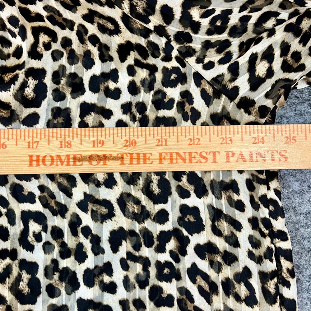 H&M Leopard Print Sheer Blouse Womens L Brown Mock Neck Long Sleeve Chic Office - Picture 12 of 12